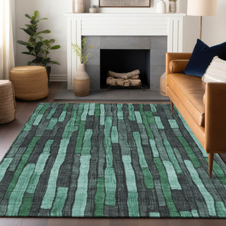 Piper Looms Chantille Stripes ACN1307 Sage Machine Washable Area Rug Lifestyle Image Feature