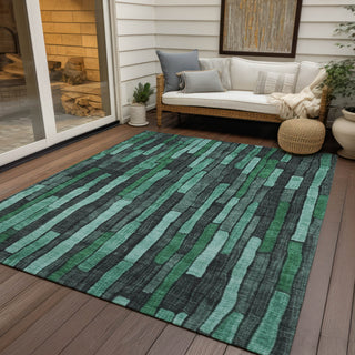 Piper Looms Chantille Stripes ACN1307 Sage Machine Washable Area Rug Outdoor Lifestyle Image Feature
