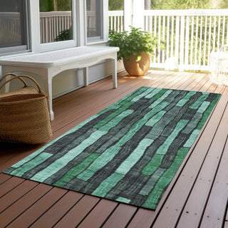 Piper Looms Chantille Stripes ACN1307 Sage Machine Washable Area Rug Runner Outdoor Lifestyle Image Feature