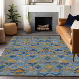 Piper Looms Chantille Geometric ACN1308 Denim Machine Washable Area Rug Lifestyle Image Feature