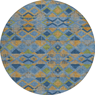 Piper Looms Chantille Geometric ACN1308 Denim Machine Washable Area Rug Round Main Image