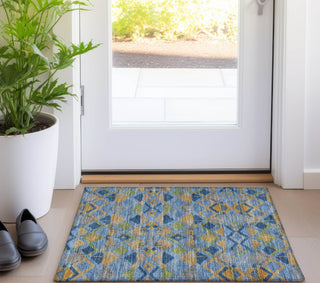 Piper Looms Chantille Geometric ACN1308 Denim Machine Washable Area Rug Scatter Lifestyle Image Feature