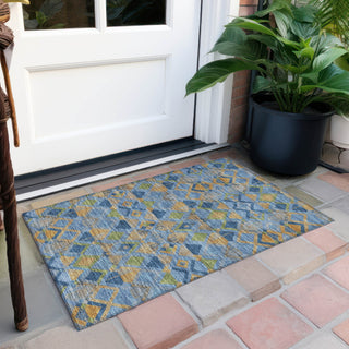 Piper Looms Chantille Geometric ACN1308 Denim Machine Washable Area Rug Scatter Outdoor Lifestyle Image Feature