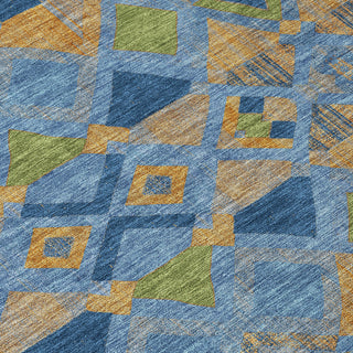 Piper Looms Chantille Geometric ACN1308 Denim Machine Washable Area Rug Swatch Image
