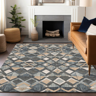 Piper Looms Chantille Geometric ACN1309 Graphite Machine Washable Area Rug Lifestyle Image Feature