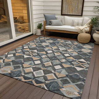 Piper Looms Chantille Geometric ACN1309 Graphite Machine Washable Area Rug Outdoor Lifestyle Image Feature