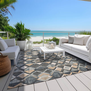 Piper Looms Chantille Geometric ACN1309 Graphite Machine Washable Area Rug Outdoor Lifestyle Image Feature