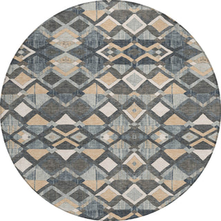 Piper Looms Chantille Geometric ACN1309 Graphite Machine Washable Area Rug Round Main Image