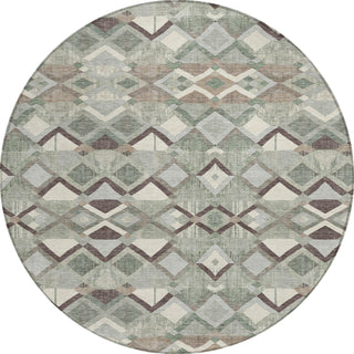 Piper Looms Chantille Geometric ACN1310 Sage Machine Washable Area Rug Round Main Image