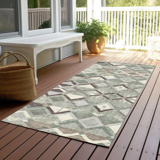 Piper Looms Chantille Geometric ACN1310 Sage Machine Washable Area Rug Runner Outdoor Lifestyle Image Feature