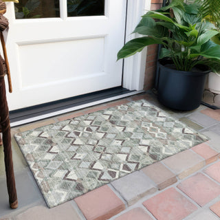 Piper Looms Chantille Geometric ACN1310 Sage Machine Washable Area Rug Scatter Outdoor Lifestyle Image Feature