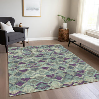 Piper Looms Chantille Geometric ACN1311 Seafoam Machine Washable Area Rug Lifestyle Image Feature