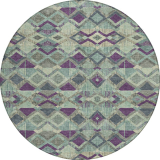 Piper Looms Chantille Geometric ACN1311 Seafoam Machine Washable Area Rug Round Main Image