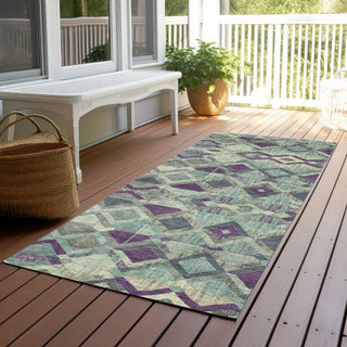 Piper Looms Chantille Geometric ACN1311 Seafoam Machine Washable Area Rug Runner Outdoor Lifestyle Image Feature