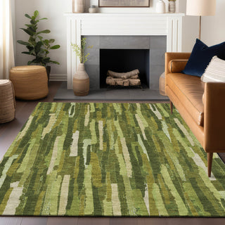 Piper Looms Chantille Stripes ACN1315 Green Machine Washable Area Rug Lifestyle Image Feature