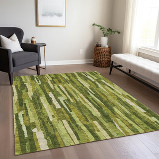 Piper Looms Chantille Stripes ACN1315 Green Machine Washable Area Rug Lifestyle Image Feature