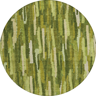 Piper Looms Chantille Stripes ACN1315 Green Machine Washable Area Rug Round Main Image