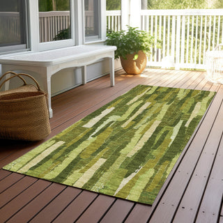 Piper Looms Chantille Stripes ACN1315 Green Machine Washable Area Rug Runner Outdoor Lifestyle Image Feature