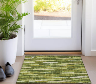 Piper Looms Chantille Stripes ACN1315 Green Machine Washable Area Rug Scatter Lifestyle Image Feature