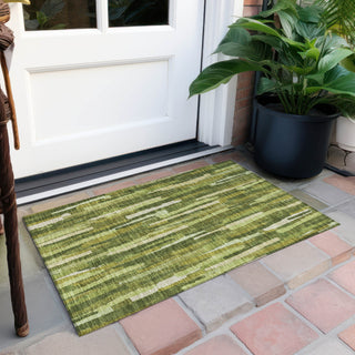 Piper Looms Chantille Stripes ACN1315 Green Machine Washable Area Rug Scatter Outdoor Lifestyle Image Feature