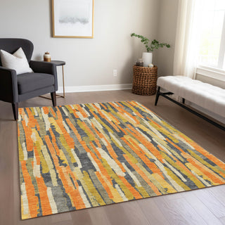 Piper Looms Chantille Stripes ACN1317 Orange Machine Washable Area Rug Lifestyle Image Feature