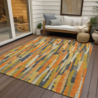 Piper Looms Chantille Stripes ACN1317 Orange Machine Washable Area Rug Outdoor Lifestyle Image Feature