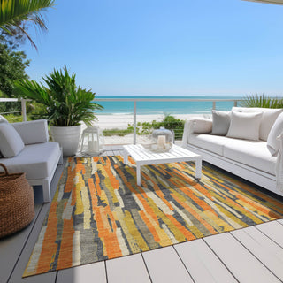 Piper Looms Chantille Stripes ACN1317 Orange Machine Washable Area Rug Outdoor Lifestyle Image Feature