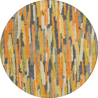 Piper Looms Chantille Stripes ACN1317 Orange Machine Washable Area Rug Round Main Image