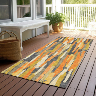 Piper Looms Chantille Stripes ACN1317 Orange Machine Washable Area Rug Runner Outdoor Lifestyle Image Feature
