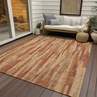 Piper Looms Chantille Stripes ACN1319 Salmon Machine Washable Area Rug Outdoor Lifestyle Image Feature