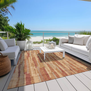 Piper Looms Chantille Stripes ACN1319 Salmon Machine Washable Area Rug Outdoor Lifestyle Image Feature