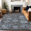 Piper Looms Chantille Damask ACN1320 Denim Machine Washable Area Rug Lifestyle Image Feature