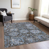 Piper Looms Chantille Damask ACN1320 Denim Machine Washable Area Rug Lifestyle Image Feature