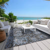Piper Looms Chantille Damask ACN1320 Denim Machine Washable Area Rug Outdoor Lifestyle Image Feature