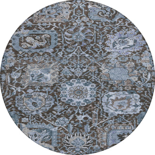 Piper Looms Chantille Damask ACN1320 Denim Machine Washable Area Rug Round Main Image