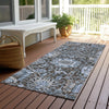 Piper Looms Chantille Damask ACN1320 Denim Machine Washable Area Rug Runner Outdoor Lifestyle Image Feature