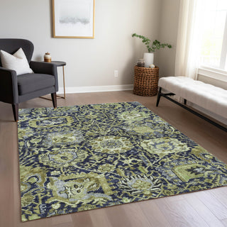 Piper Looms Chantille Damask ACN1321 Fern Machine Washable Area Rug Lifestyle Image Feature