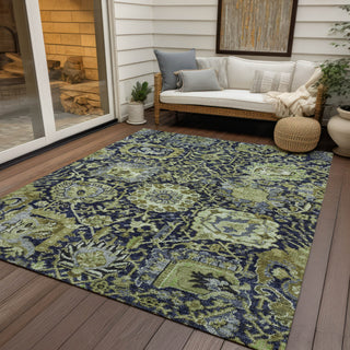 Piper Looms Chantille Damask ACN1321 Fern Machine Washable Area Rug Outdoor Lifestyle Image Feature