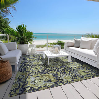 Piper Looms Chantille Damask ACN1321 Fern Machine Washable Area Rug Outdoor Lifestyle Image Feature