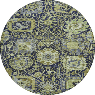 Piper Looms Chantille Damask ACN1321 Fern Machine Washable Area Rug Round Main Image