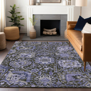 Piper Looms Chantille Damask ACN1323 Purple Machine Washable Area Rug Lifestyle Image Feature