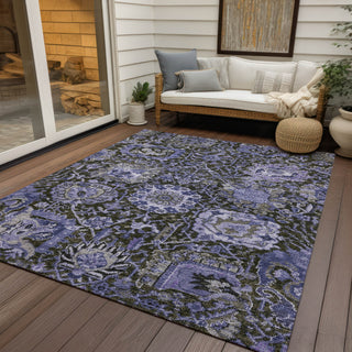 Piper Looms Chantille Damask ACN1323 Purple Machine Washable Area Rug Outdoor Lifestyle Image Feature