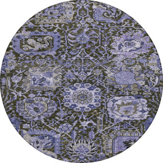 Piper Looms Chantille Damask ACN1323 Purple Machine Washable Area Rug Round Main Image