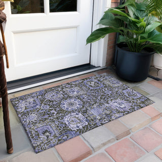 Piper Looms Chantille Damask ACN1323 Purple Machine Washable Area Rug Scatter Outdoor Lifestyle Image Feature