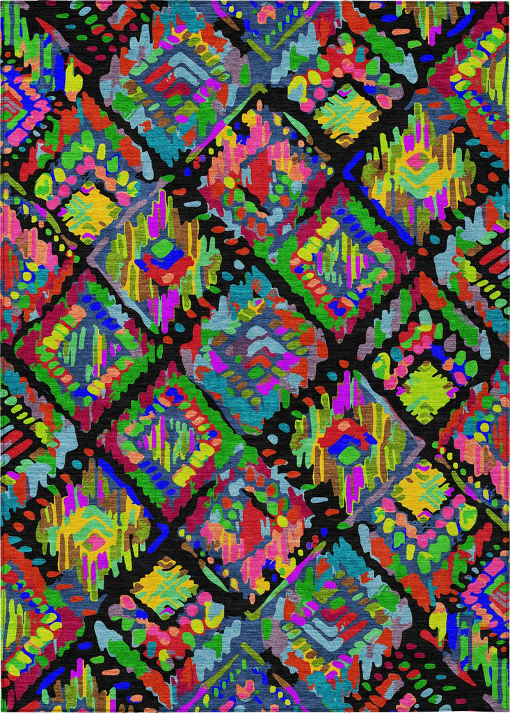 Piper Looms Chantille Diamonds ACN1327 Black Machine Washable Area Rug main image