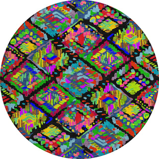 Piper Looms Chantille Diamonds ACN1327 Black Machine Washable Area Rug Round Main Image