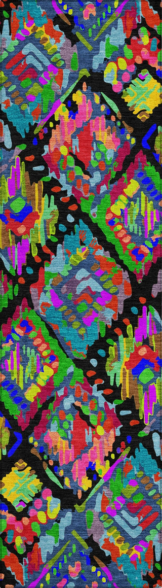 Piper Looms Chantille Diamonds ACN1327 Black Machine Washable Area Rug Runner Main Image