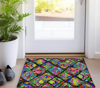 Piper Looms Chantille Diamonds ACN1327 Black Machine Washable Area Rug Scatter Lifestyle Image Feature