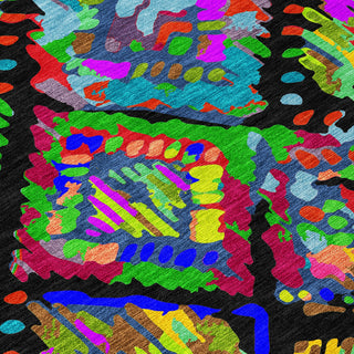 Piper Looms Chantille Diamonds ACN1327 Black Machine Washable Area Rug Swatch Image