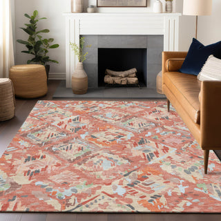 Piper Looms Chantille Diamonds ACN1328 Coral Machine Washable Area Rug Lifestyle Image Feature